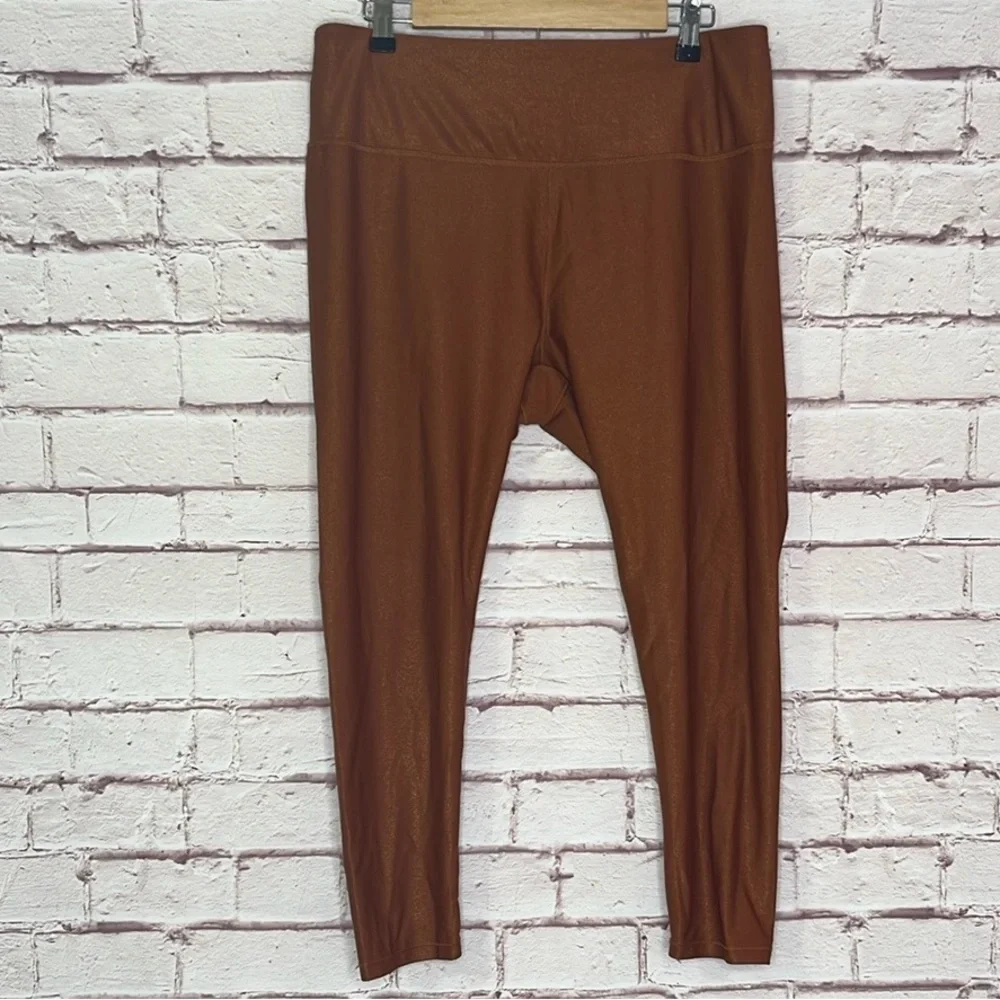 CALIA Women's Shimmer Metals 7/8 Leggings in Copper Foil XL